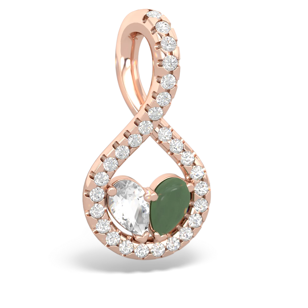 White Topaz Pave Twist 'One Heart' 14K Rose Gold pendant P5360