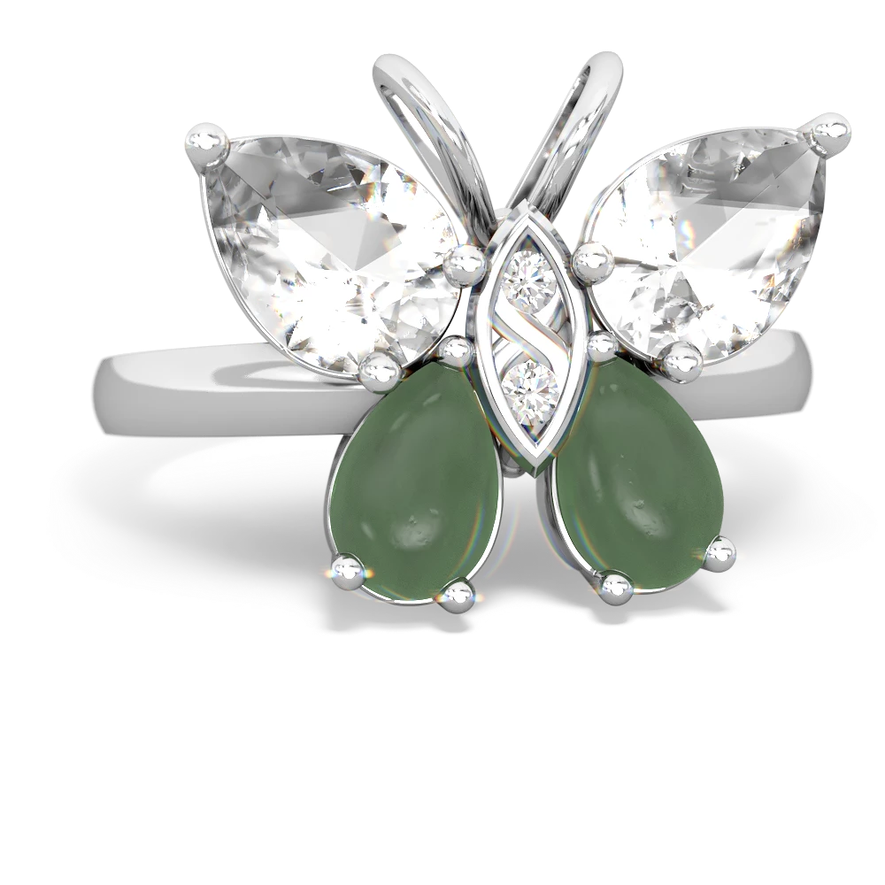 White Topaz Butterfly 14K White Gold ring R2215