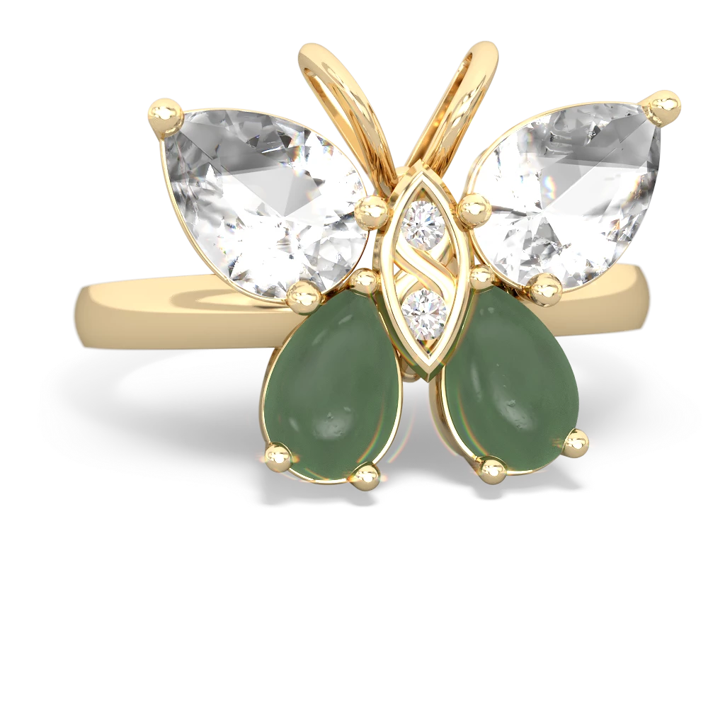 White Topaz Butterfly 14K Yellow Gold ring R2215