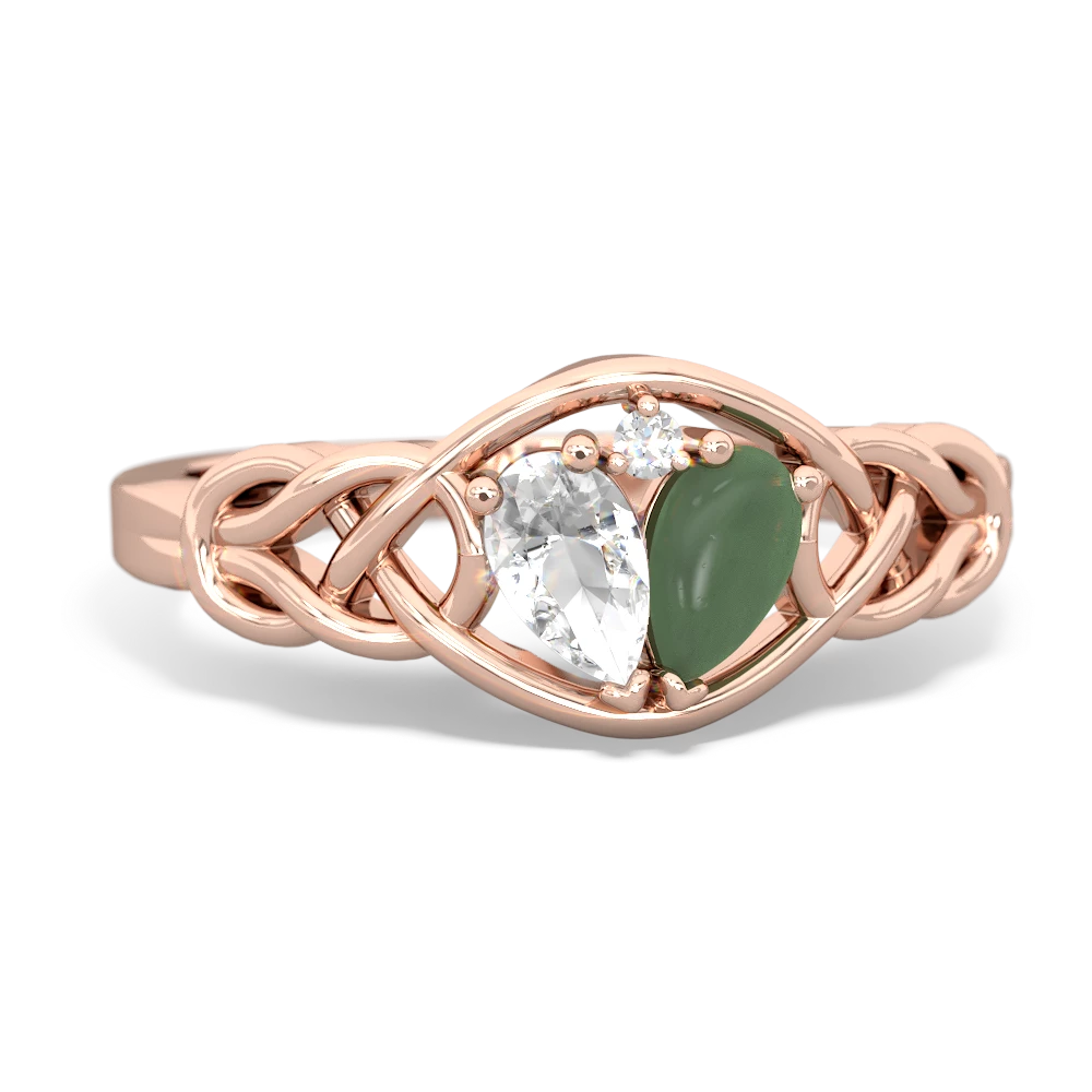 White Topaz Celtic Love Knot 14K Rose Gold ring R5420