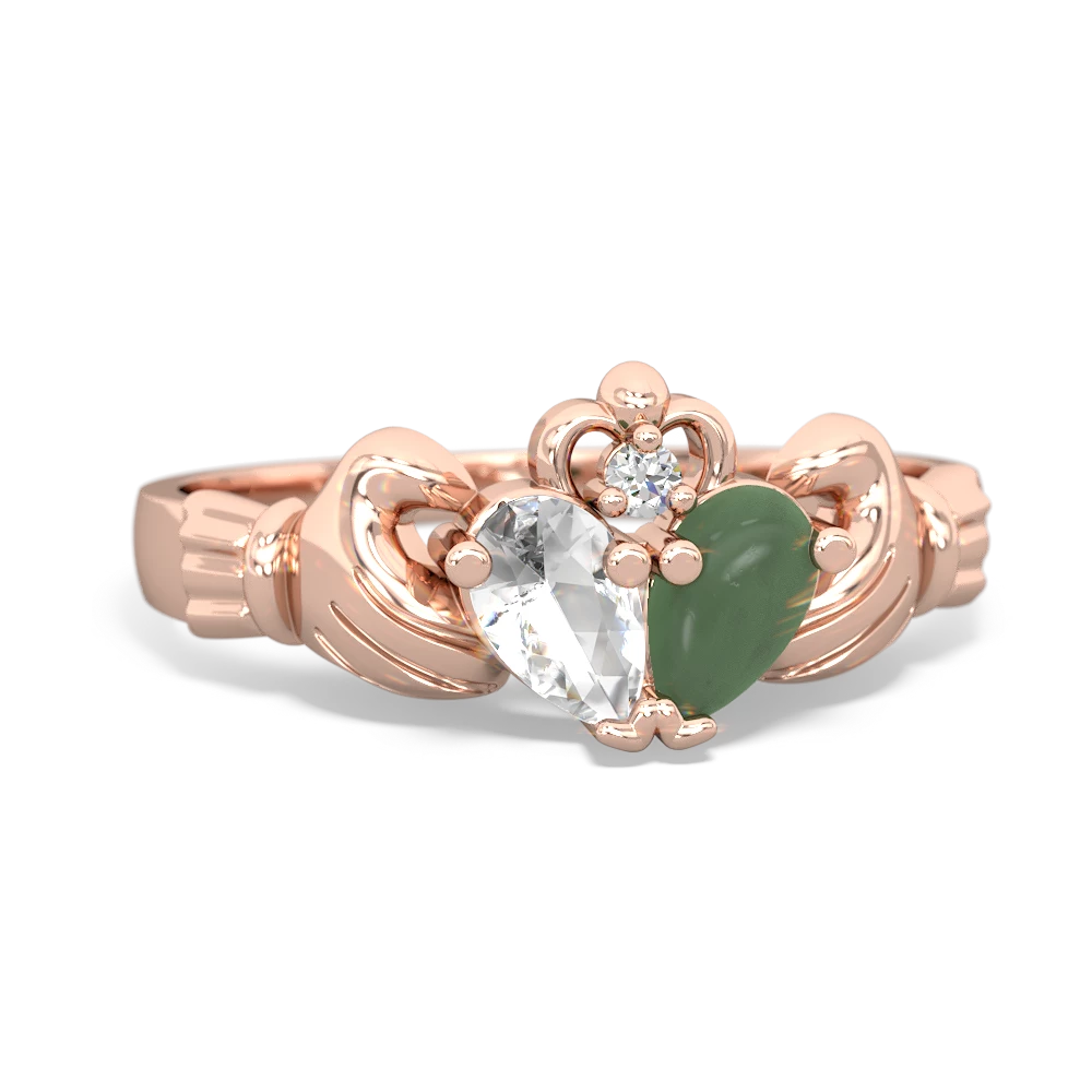 White Topaz 'Our Heart' Claddagh 14K Rose Gold ring R2388