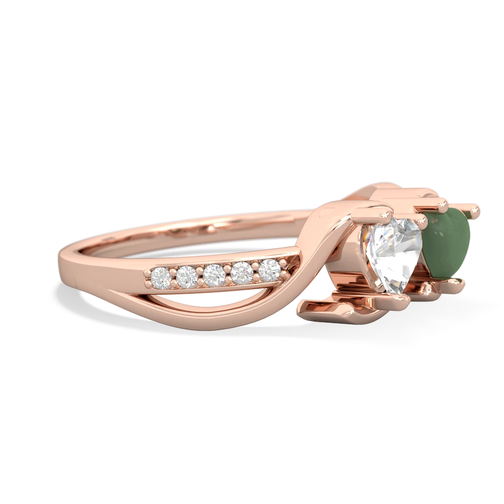 White Topaz Side By Side 14K Rose Gold ring R3090