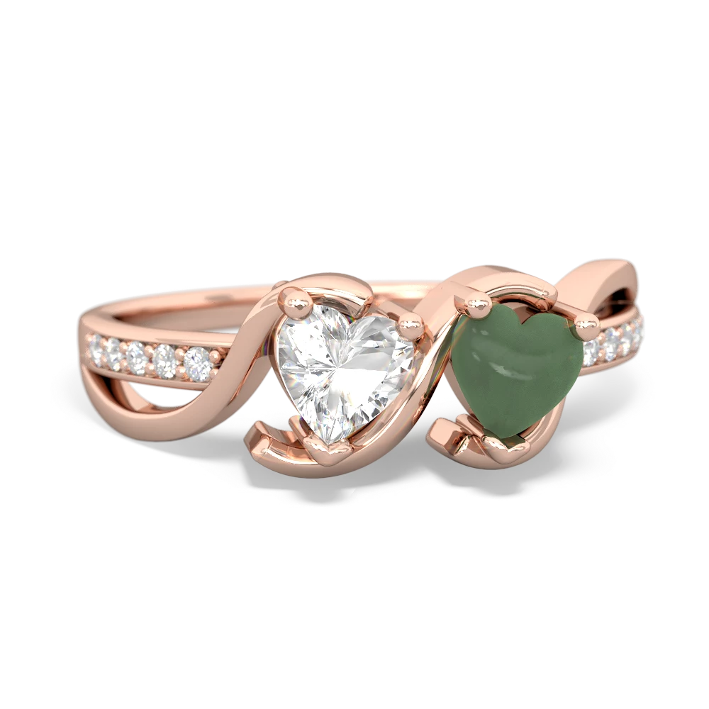 White Topaz Side By Side 14K Rose Gold ring R3090