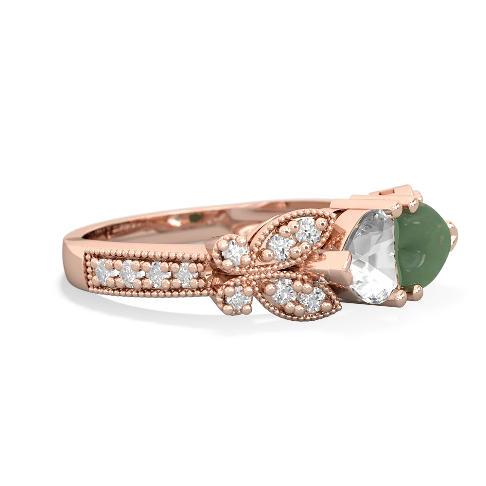 White Topaz Diamond Butterflies 14K Rose Gold ring R5601