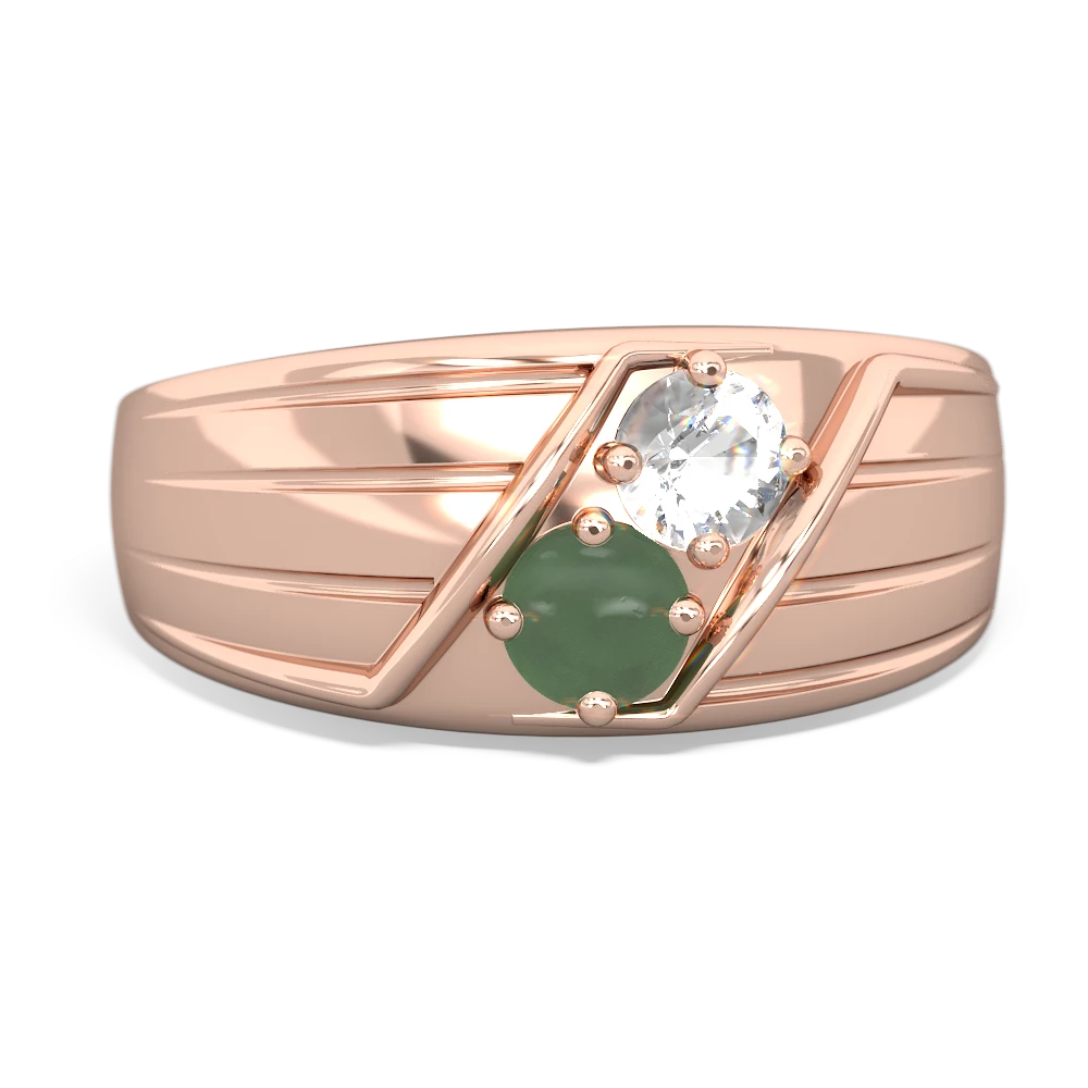 White Topaz Men's Streamline 14K Rose Gold ring R0460