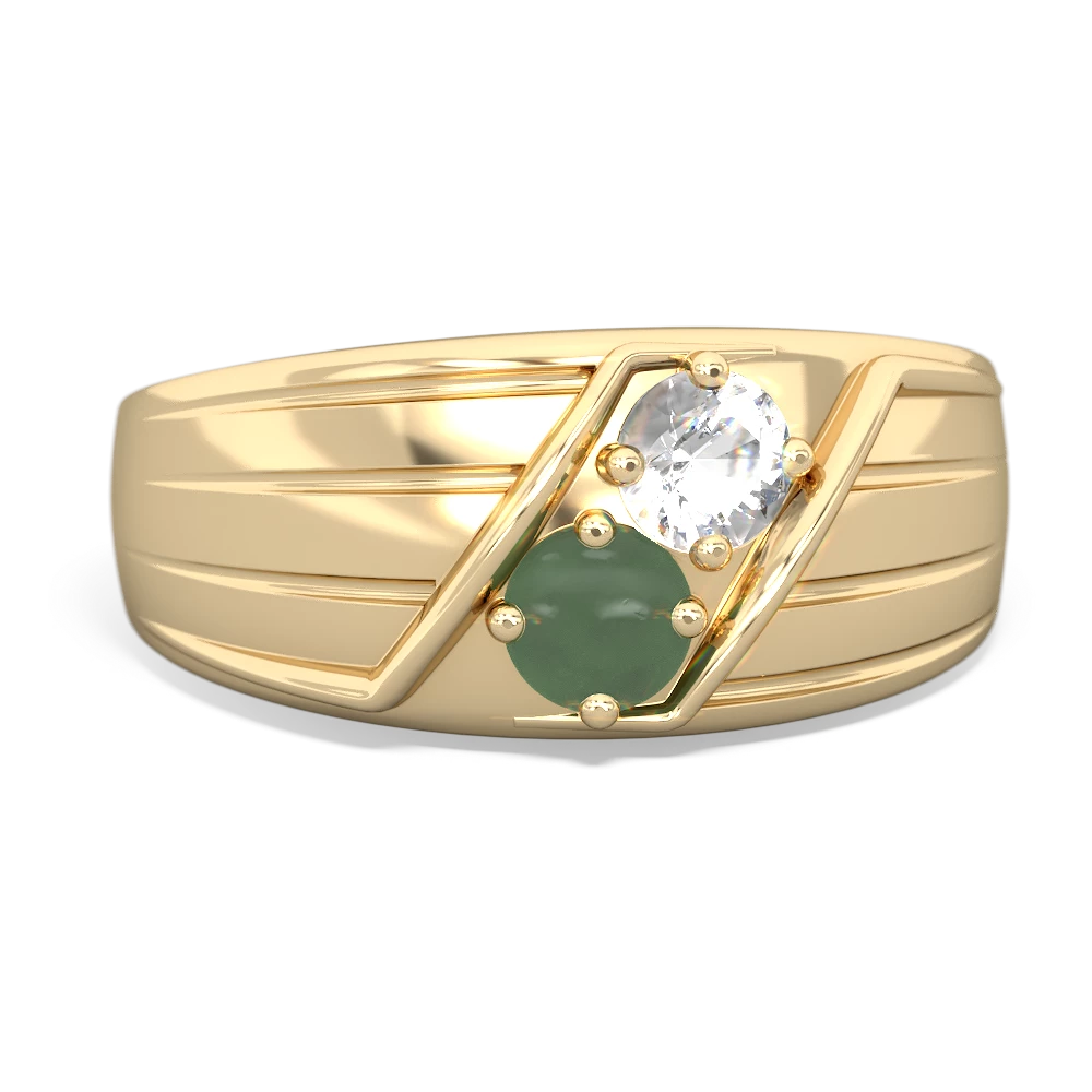 White Topaz Men's Streamline 14K Yellow Gold ring R0460