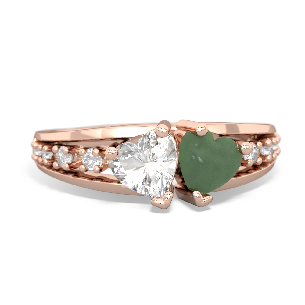 White Topaz Heart To Heart 14K Rose Gold ring R3342