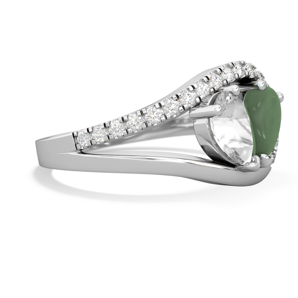 White Topaz Nestled Heart Keepsake 14K White Gold ring R5650