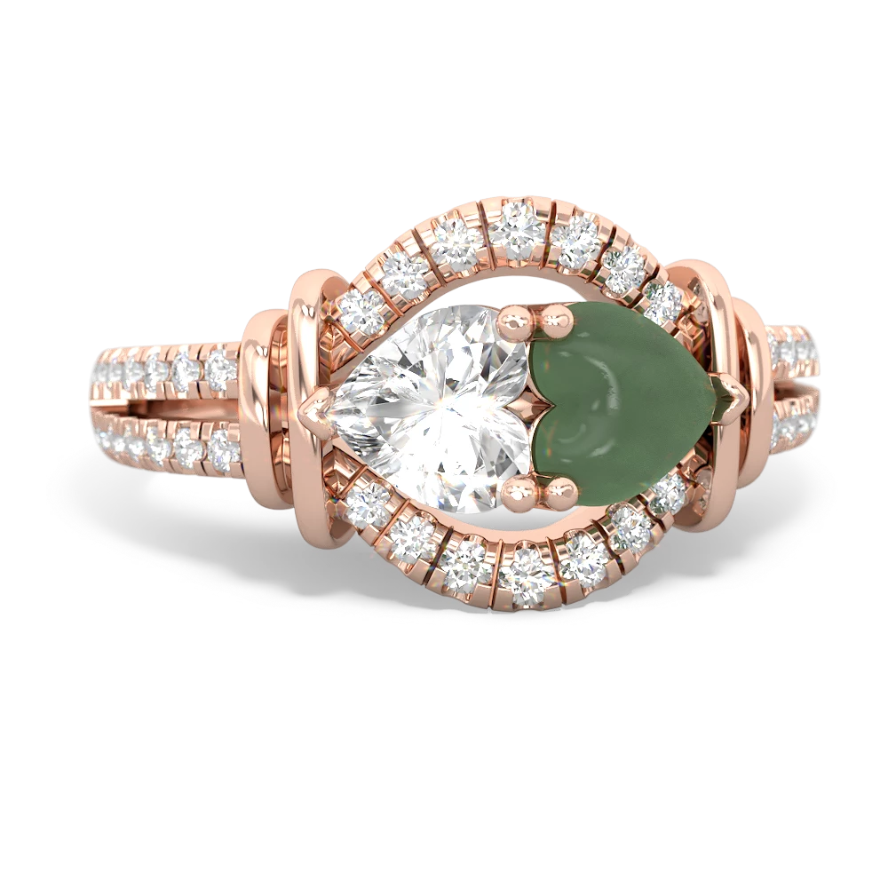 White Topaz Art-Deco Keepsake 14K Rose Gold ring R5630