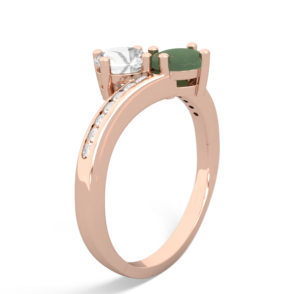 White Topaz Channel Set Two Stone 14K Rose Gold ring R5303