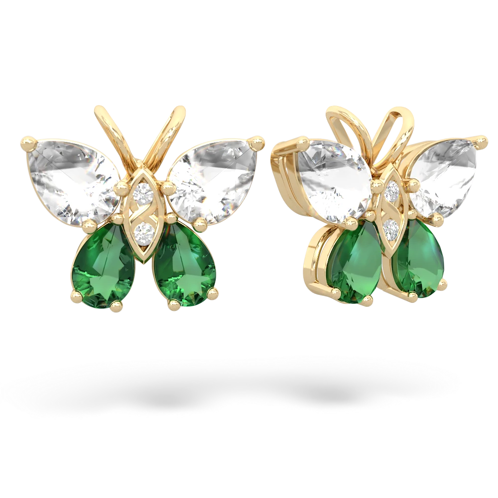 White Topaz Butterfly 14K Yellow Gold earrings E2215