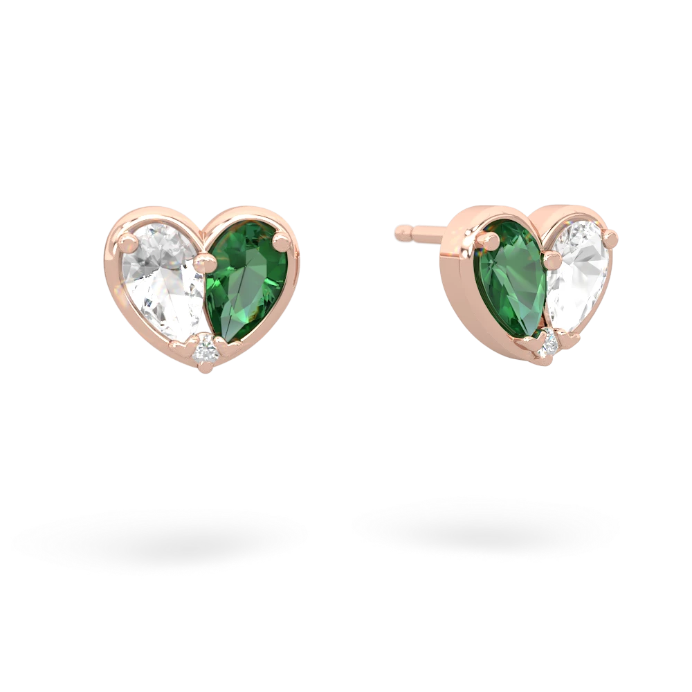 White Topaz 'Our Heart' 14K Rose Gold earrings E5072