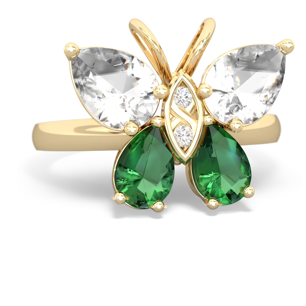 White Topaz Butterfly 14K Yellow Gold ring R2215