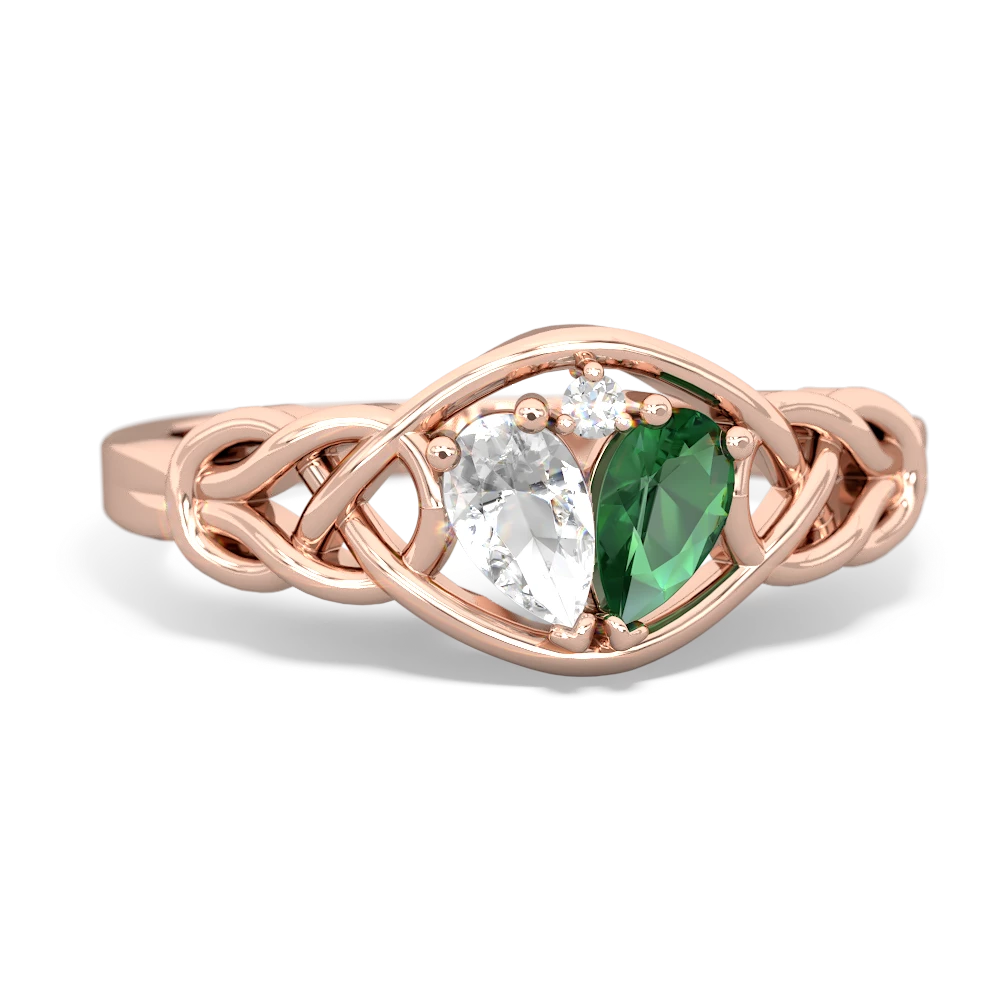 White Topaz Celtic Love Knot 14K Rose Gold ring R5420