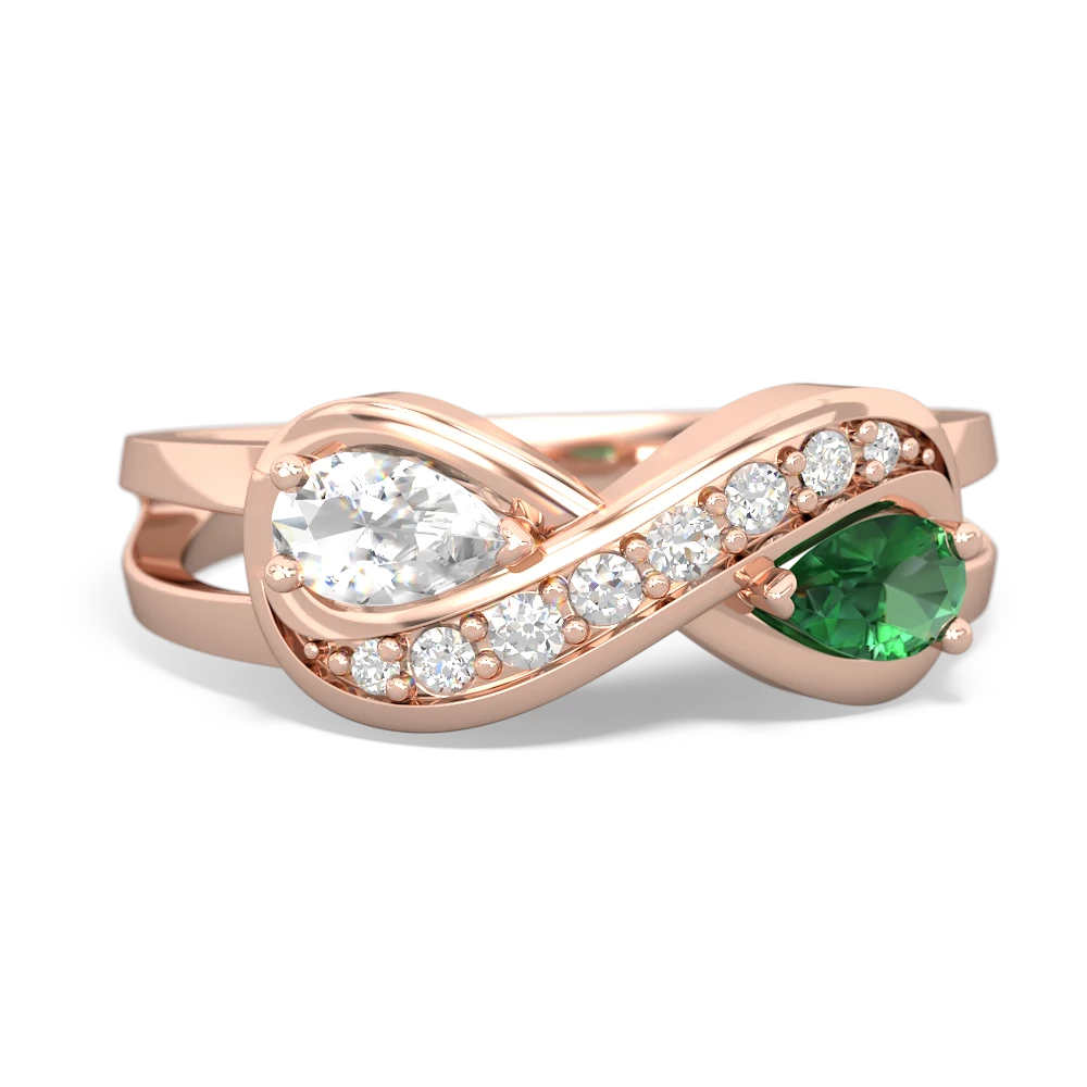 White Topaz Diamond Infinity 14K Rose Gold ring R5390