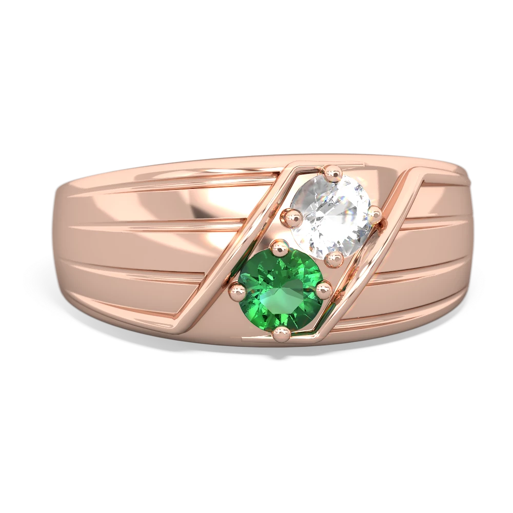 White Topaz Men's Streamline 14K Rose Gold ring R0460