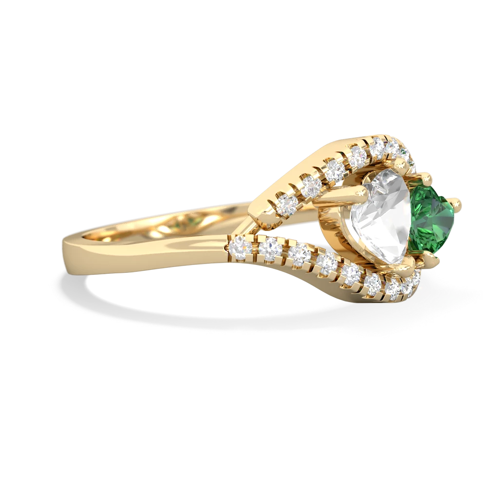 White Topaz Mother And Child 14K Yellow Gold ring R3010