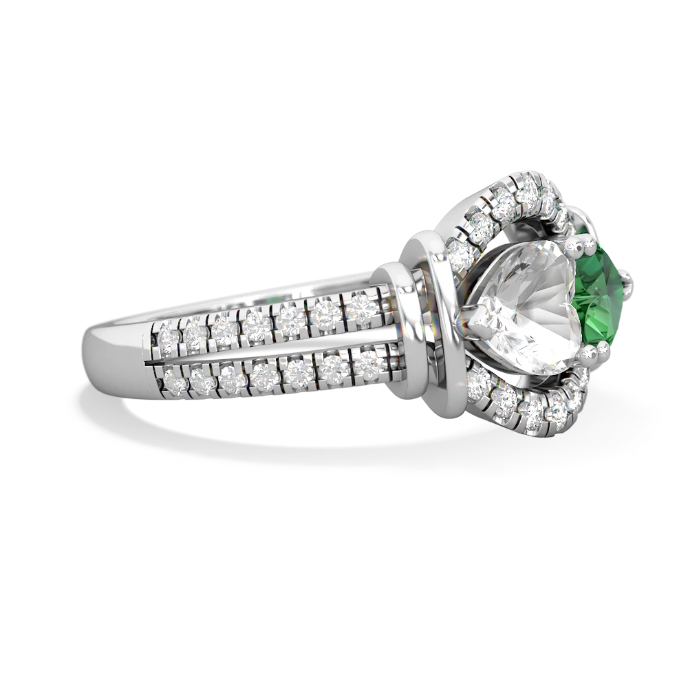 White Topaz Art-Deco Keepsake 14K White Gold ring R5630