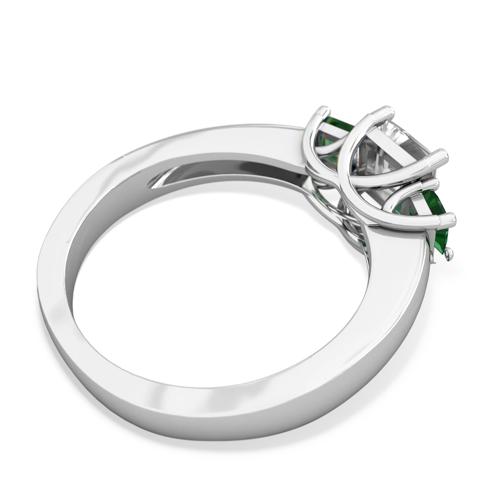 White Topaz Three Stone Trellis 14K White Gold ring R4015