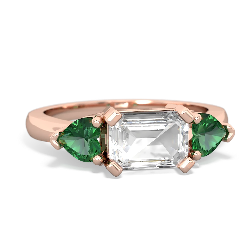 White Topaz Three Stone 14K Rose Gold ring R5235