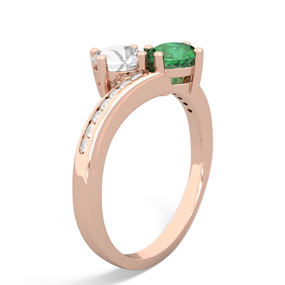 White Topaz Channel Set Two Stone 14K Rose Gold ring R5303