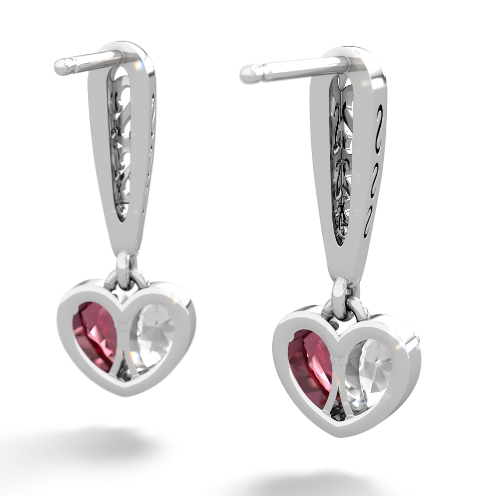 White Topaz Filligree Heart 14K White Gold earrings E5070