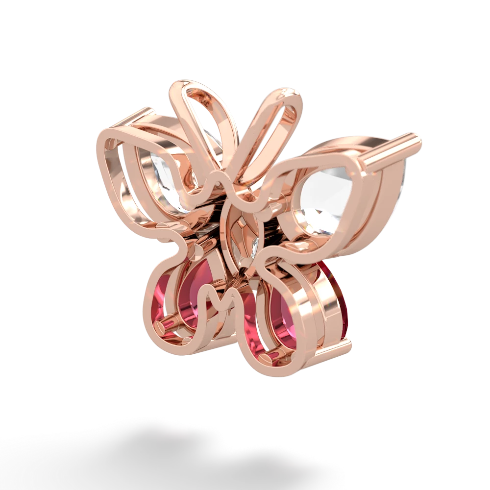 White Topaz Butterfly 14K Rose Gold pendant P2215