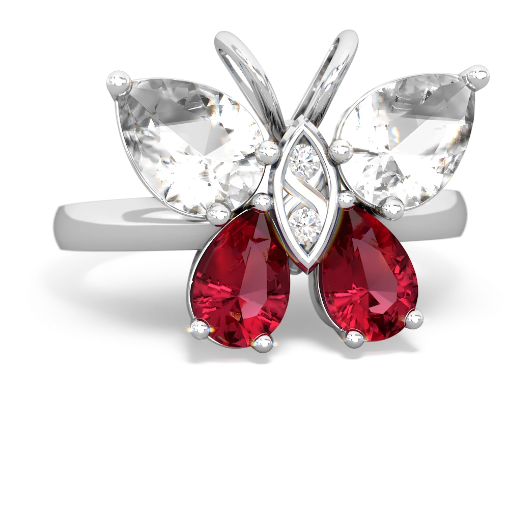 White Topaz Butterfly 14K White Gold ring R2215
