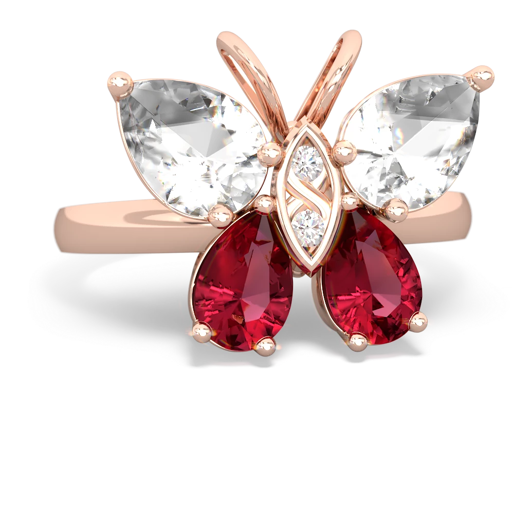 White Topaz Butterfly 14K Rose Gold ring R2215