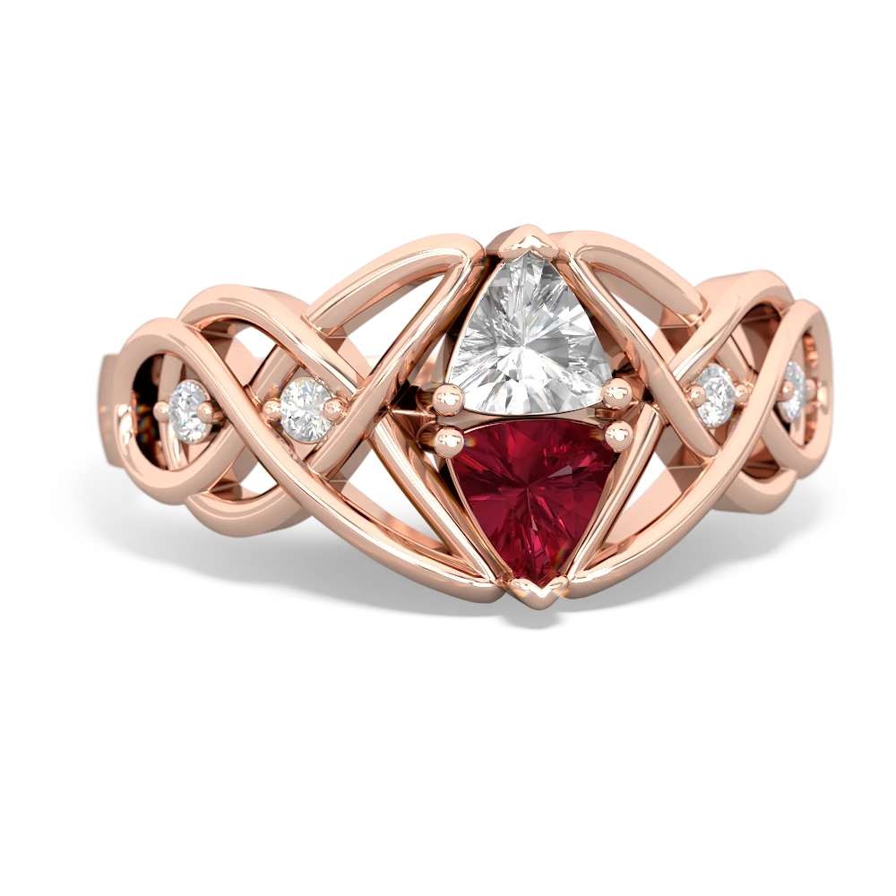 White Topaz Keepsake Celtic Knot 14K Rose Gold ring R5300