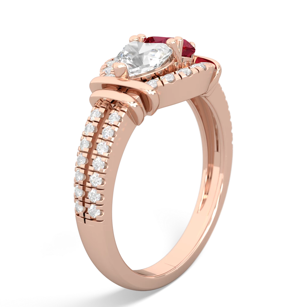 White Topaz Art-Deco Keepsake 14K Rose Gold ring R5630