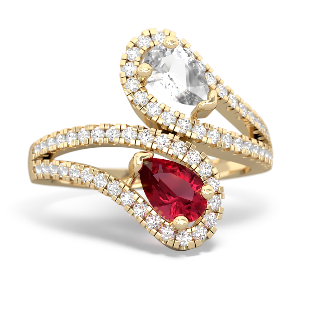 White Topaz Diamond Dazzler 14K Yellow Gold ring R3000