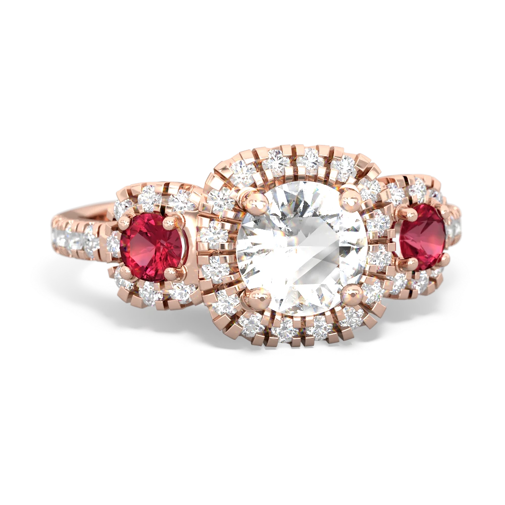 White Topaz Regal Halo 14K Rose Gold ring R5350