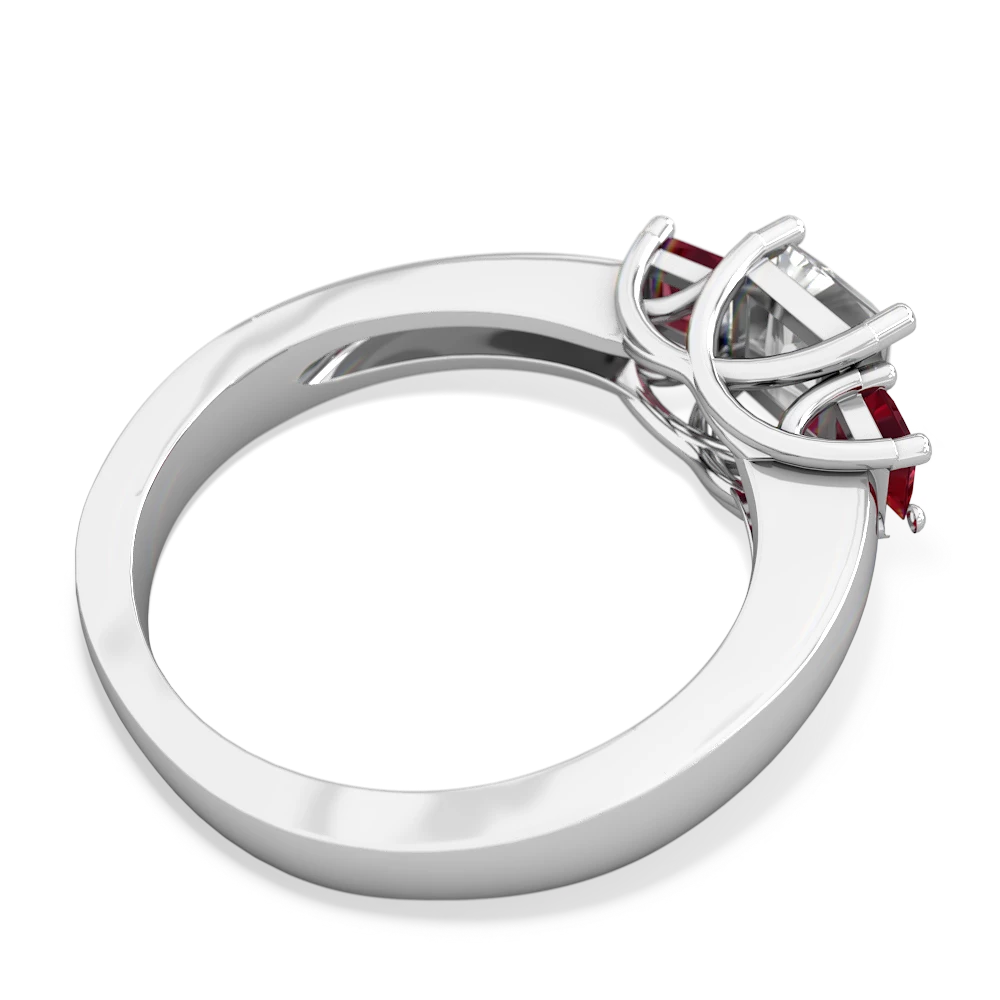 White Topaz Three Stone Trellis 14K White Gold ring R4015