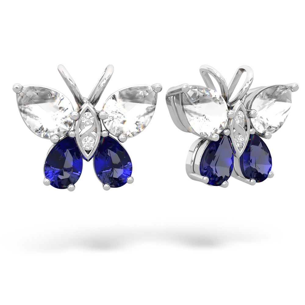 White Topaz Butterfly 14K White Gold earrings E2215