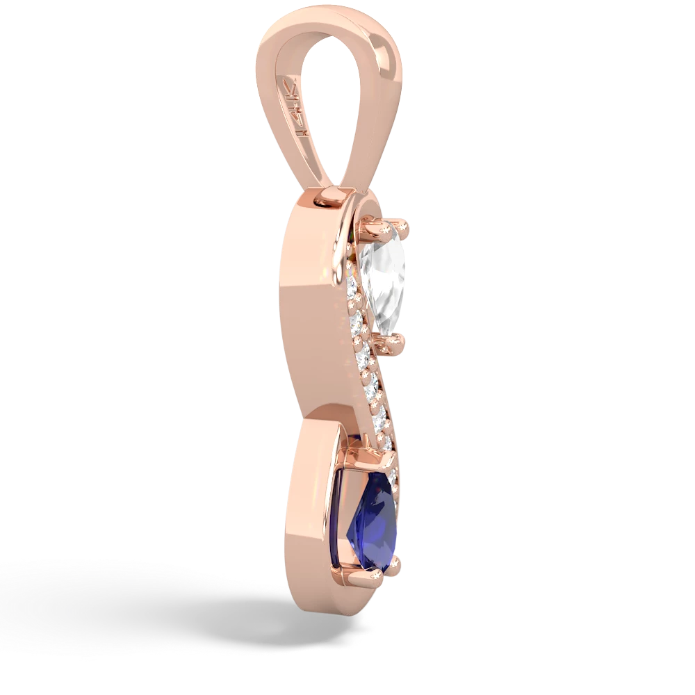 White Topaz Diamond Infinity 14K Rose Gold pendant P5390