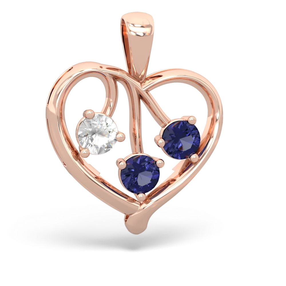 White Topaz Glowing Heart 14K Rose Gold pendant P2233