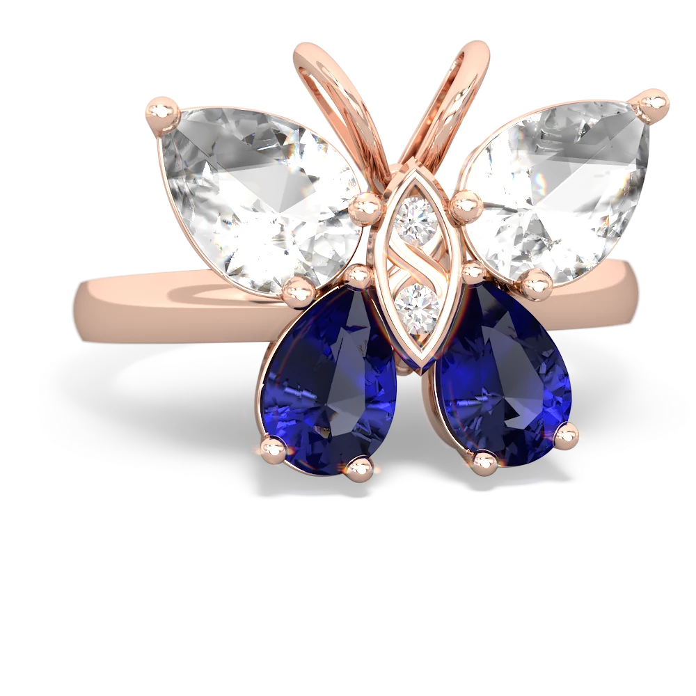 White Topaz Butterfly 14K Rose Gold ring R2215