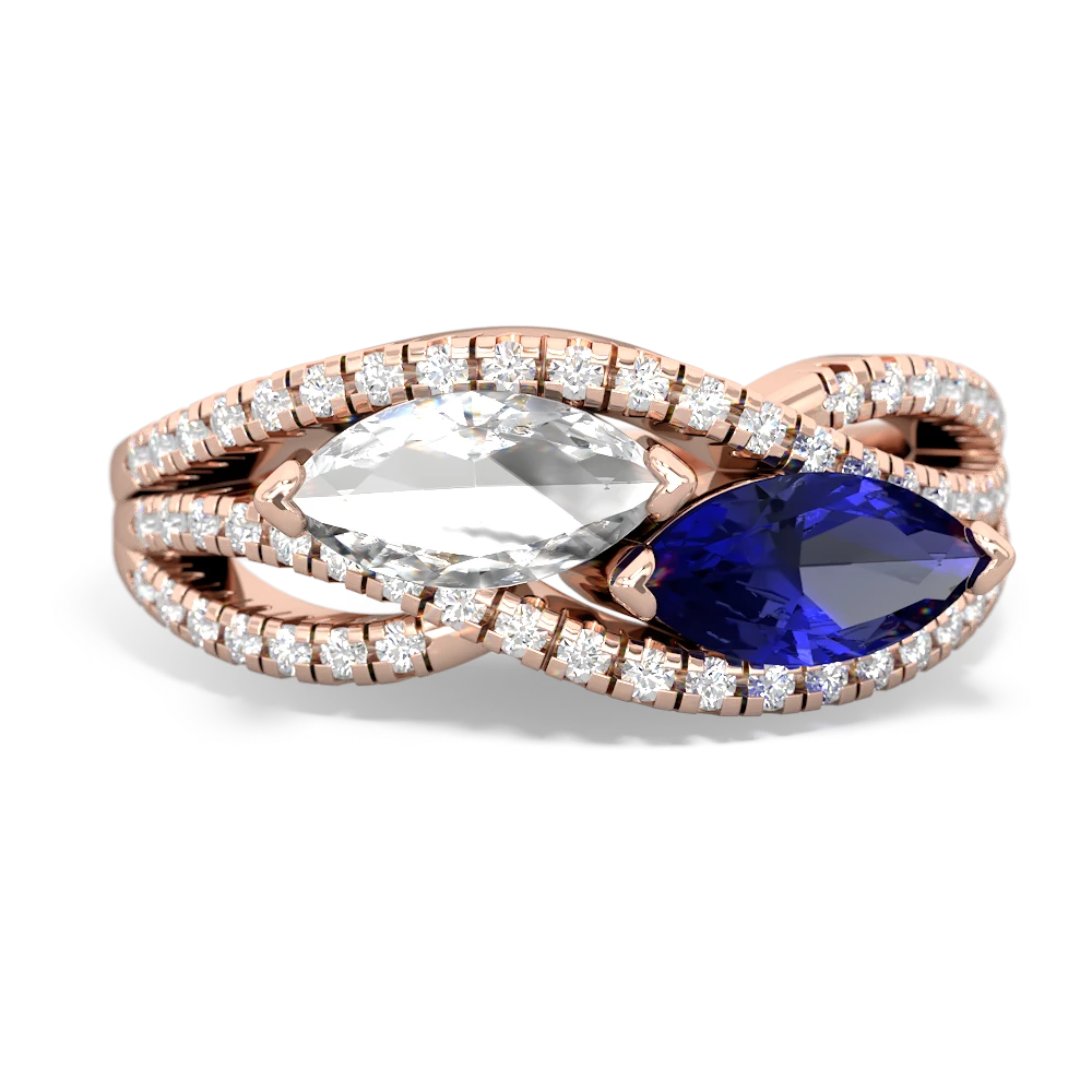 White Topaz Diamond Rivers 14K Rose Gold ring R3070