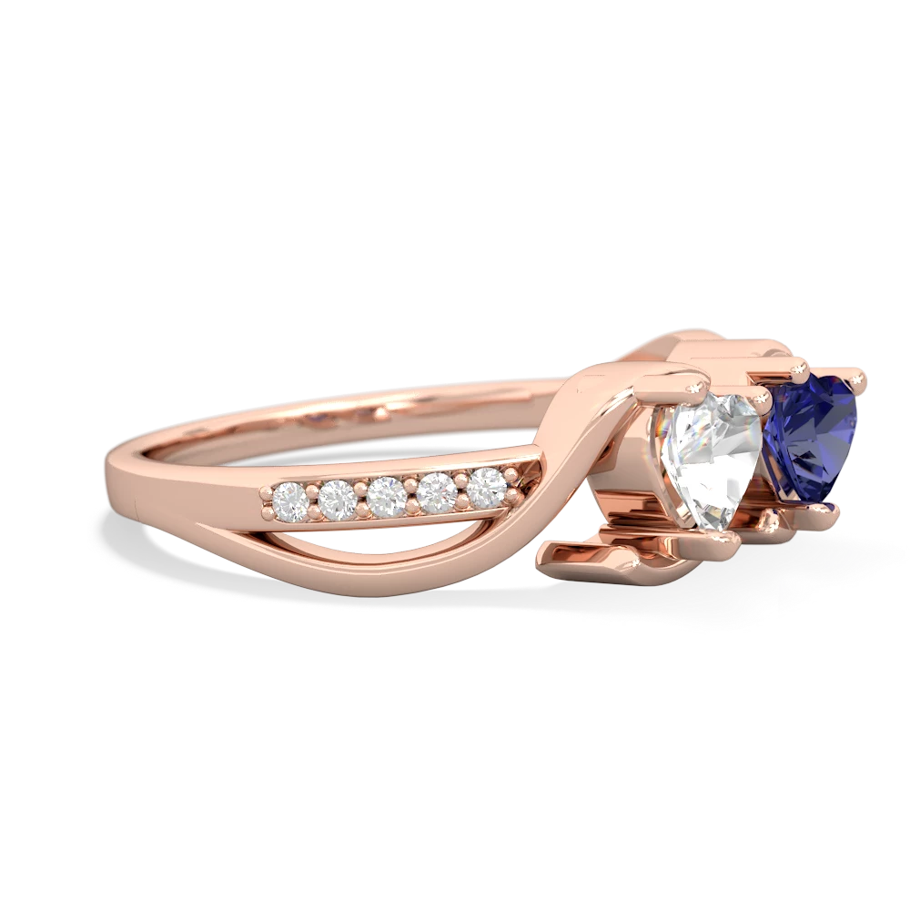 White Topaz Side By Side 14K Rose Gold ring R3090