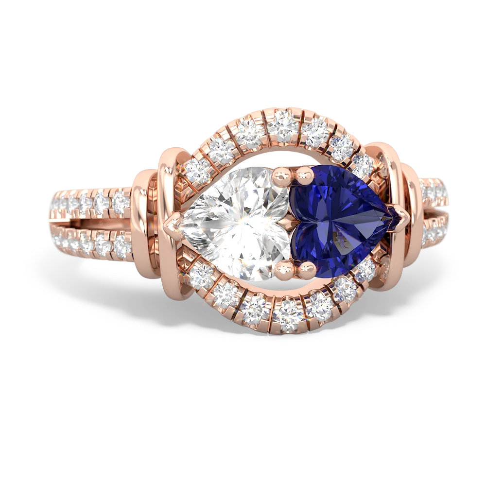 White Topaz Art-Deco Keepsake 14K Rose Gold ring R5630