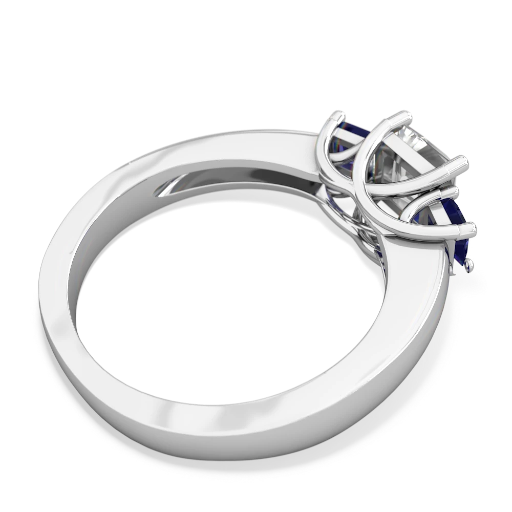White Topaz Three Stone Trellis 14K White Gold ring R4015