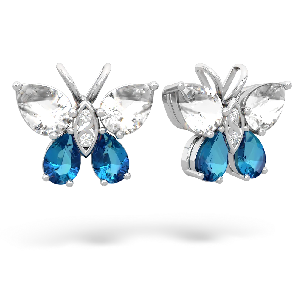 White Topaz Butterfly 14K White Gold earrings E2215