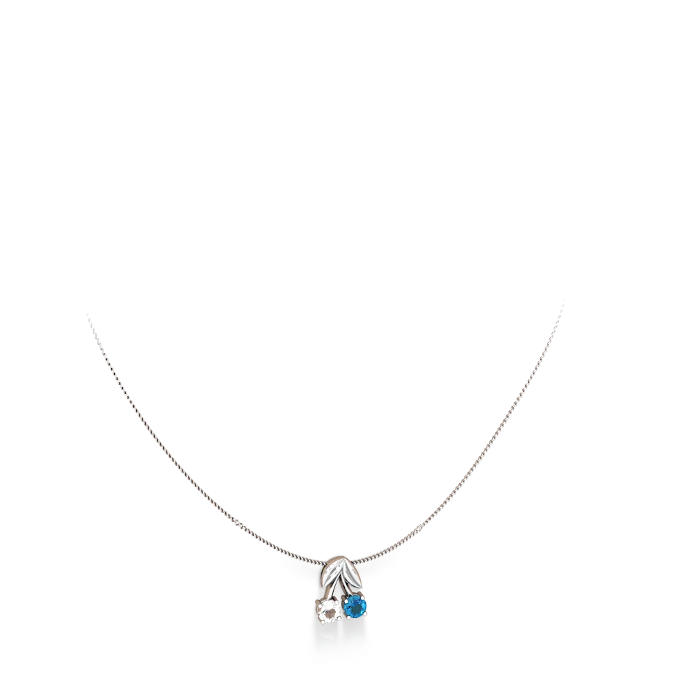 White Topaz Sweet Cherries 14K White Gold pendant P7001