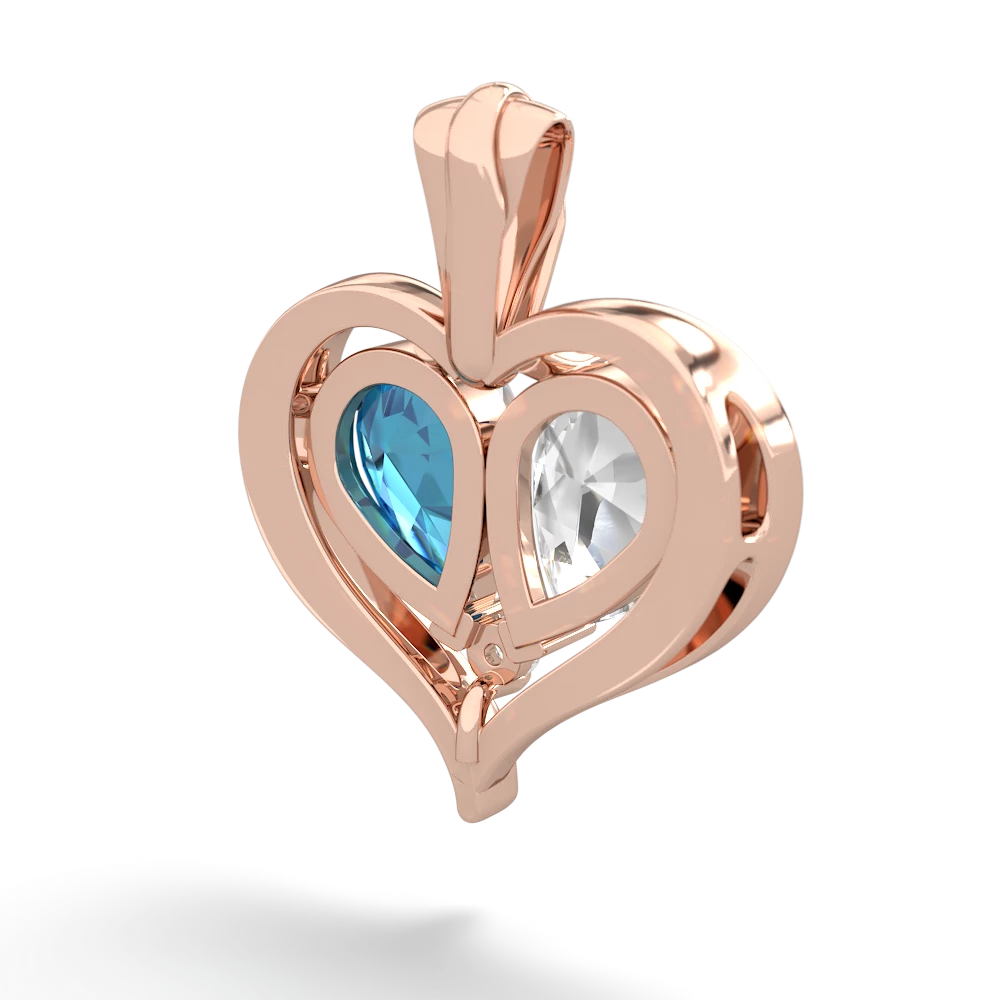 White Topaz Two Become One 14K Rose Gold pendant P5330