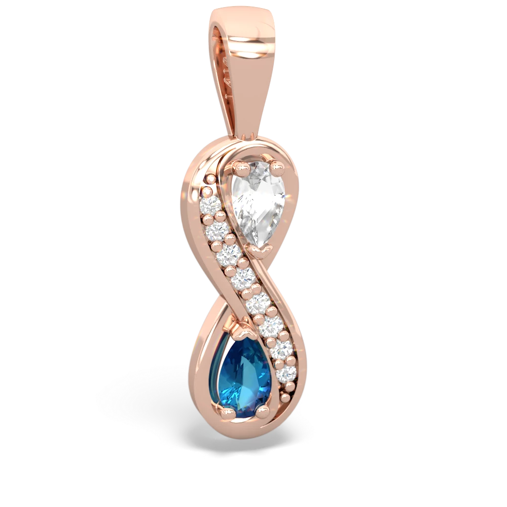 White Topaz Diamond Infinity 14K Rose Gold pendant P5390