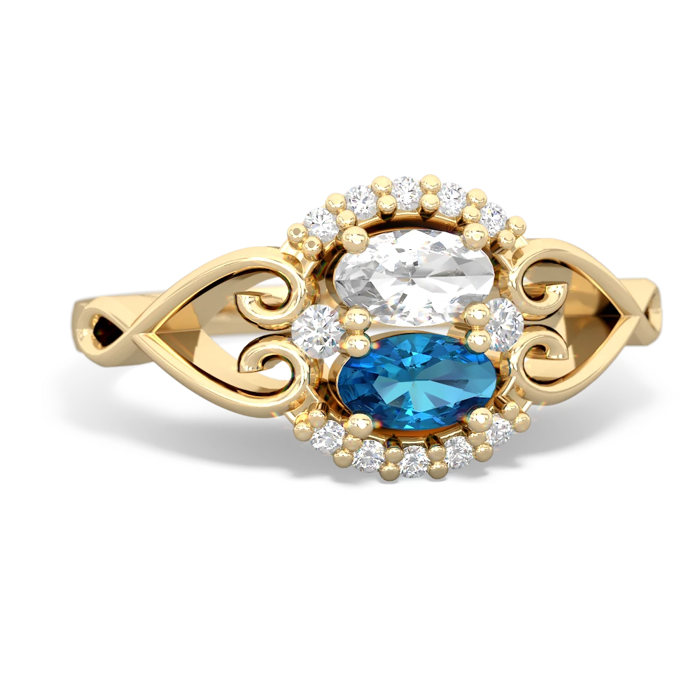 White Topaz Love Nest 14K Yellow Gold ring R5860