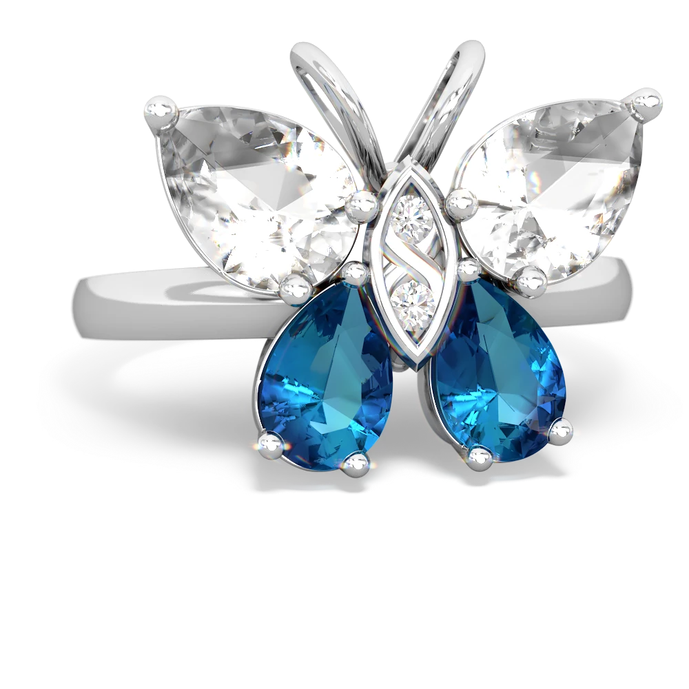 White Topaz Butterfly 14K White Gold ring R2215