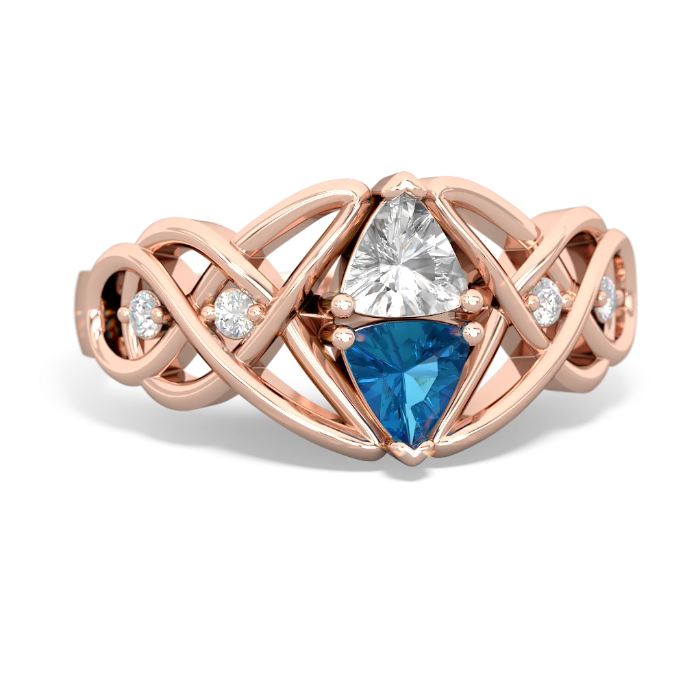 White Topaz Keepsake Celtic Knot 14K Rose Gold ring R5300