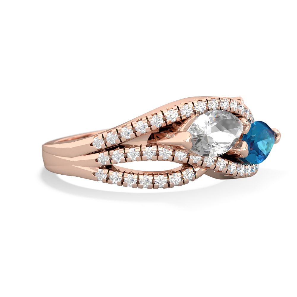 White Topaz Diamond Rivers 14K Rose Gold ring R3070